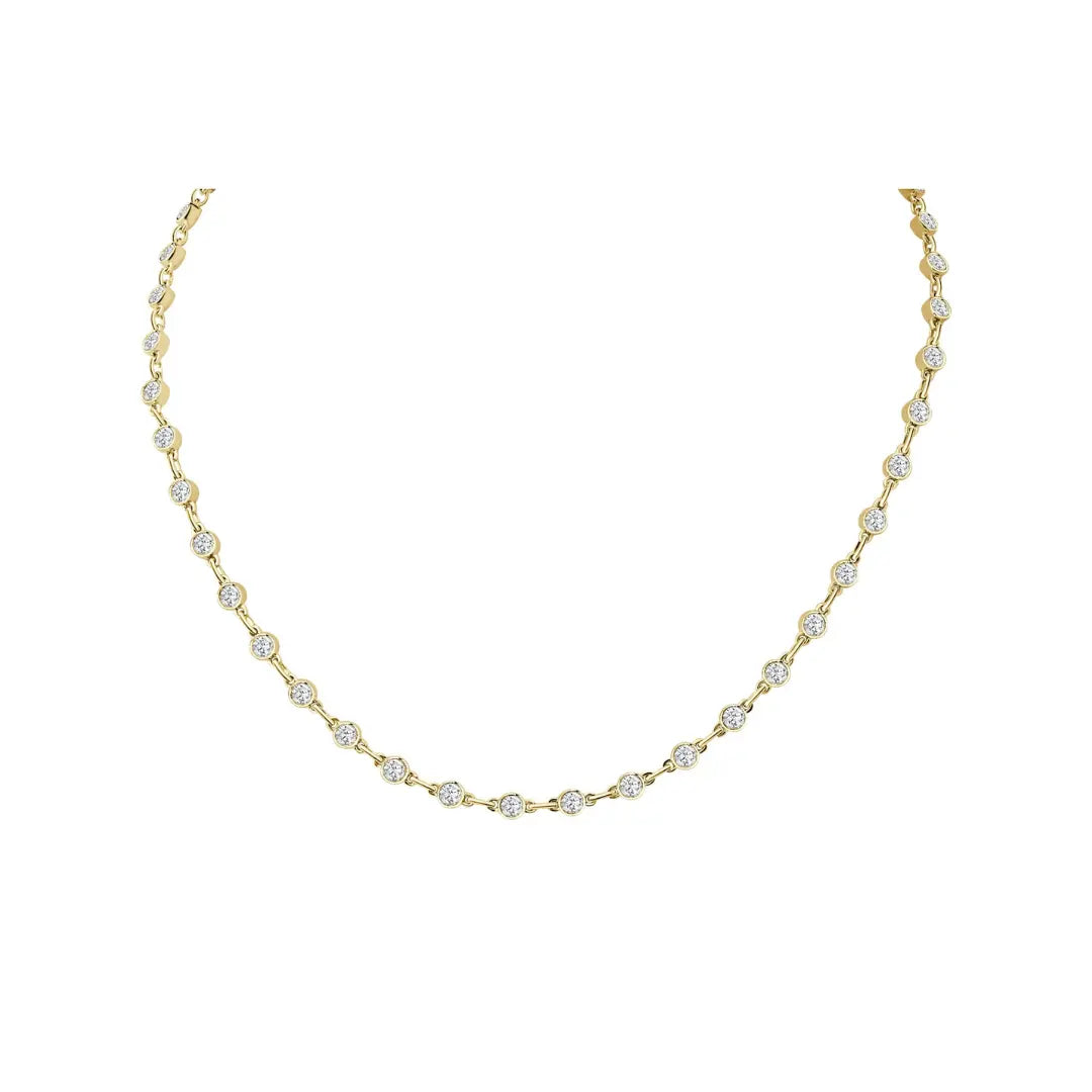 Diamond Bezel Spaced Necklace-Princess Jewelry Shop