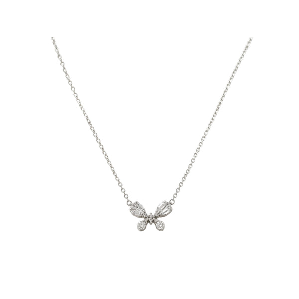 Diamond Butterfly Pendant Necklace in 18K White Gold