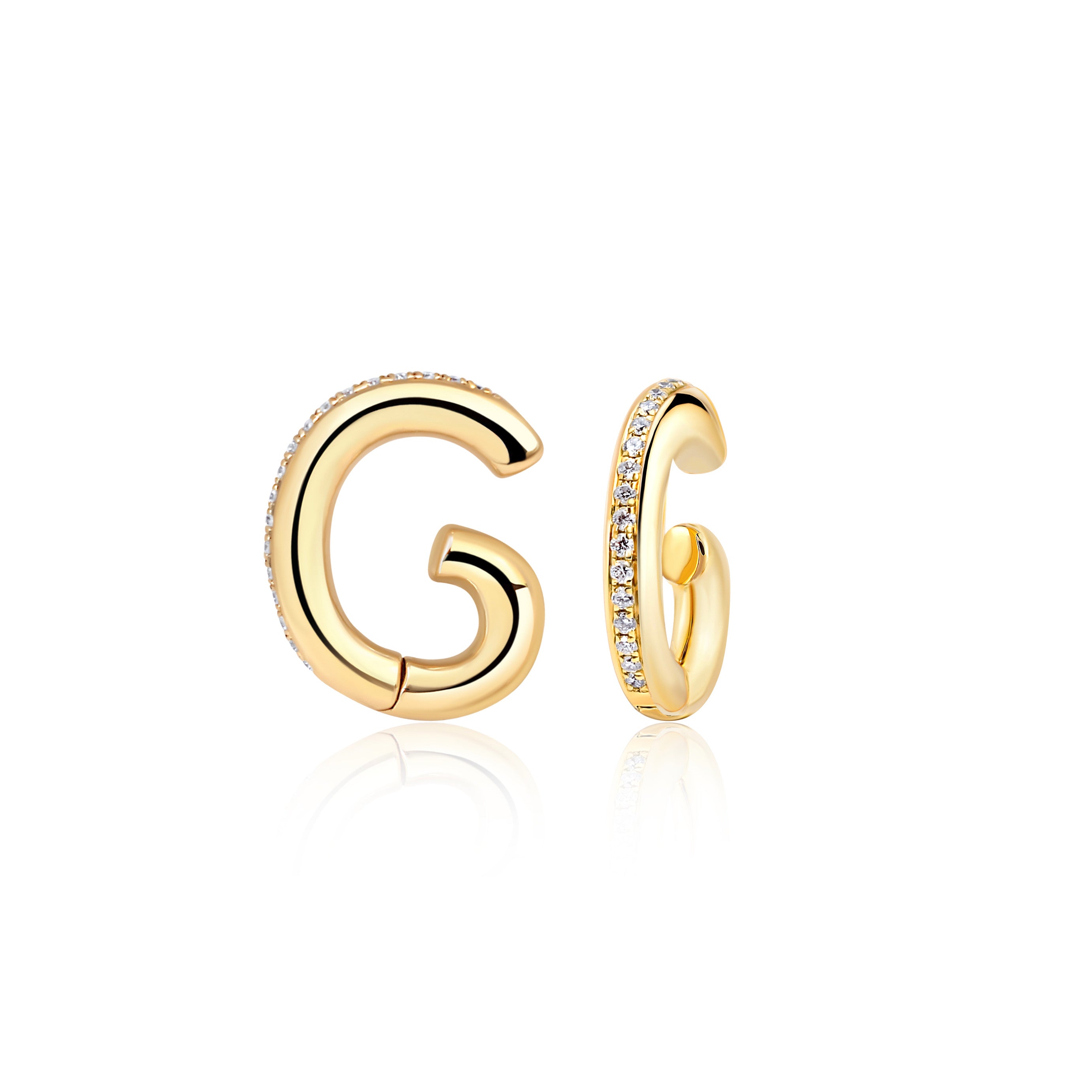 Diamond Circle Ear Clip Earrings in 18K Yellow Gold
