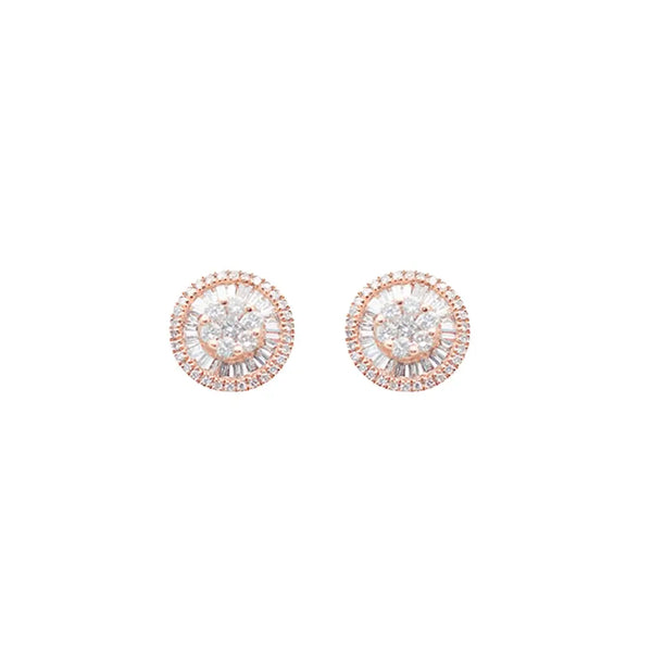 Diamond Halo Stud Earrings in 18K Gold | JJ Jewelry Miami