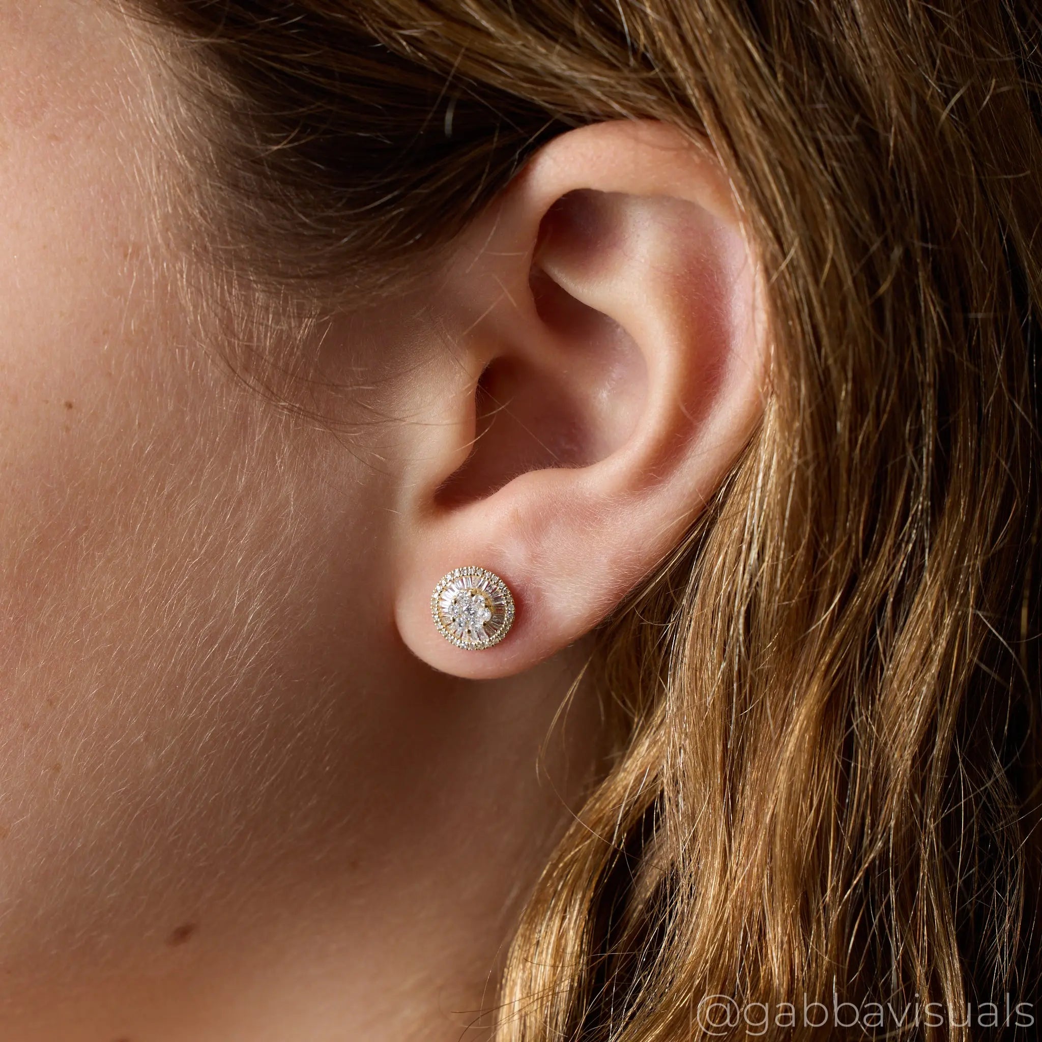   Diamond Halo Stud Earrings Princess Jewelry Shop