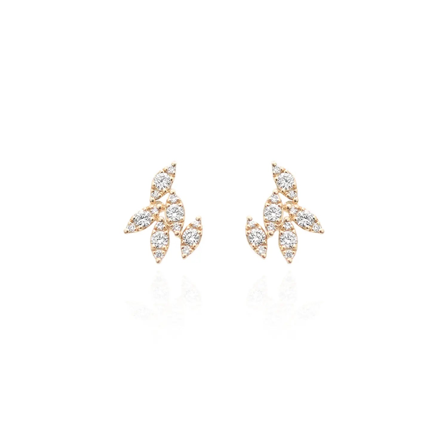 Diamond Leaf Stud Earrings-Princess Jewelry Shop