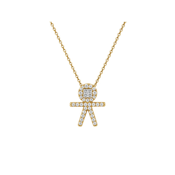 Diamond Pavé Boy Pendant Necklace in 18K Gold