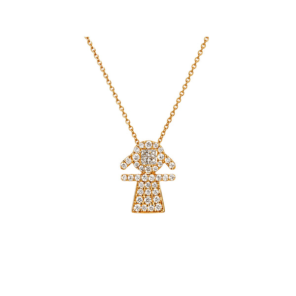 Diamond Pavé Girl Silhouette Pendant Necklace in 18K Gold