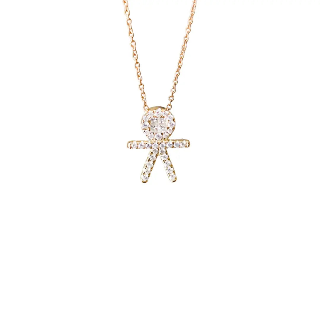 Diamond Pave Boy Pendant Chain-Princess Jewelry Shop