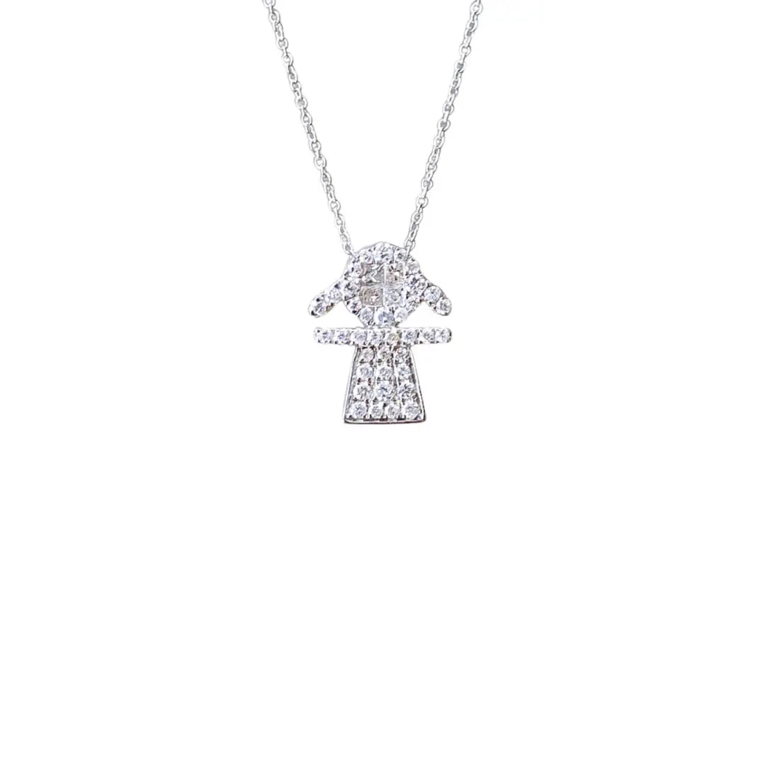 Diamond Pave Girl Pendant Chain-Princess Jewelry Shop