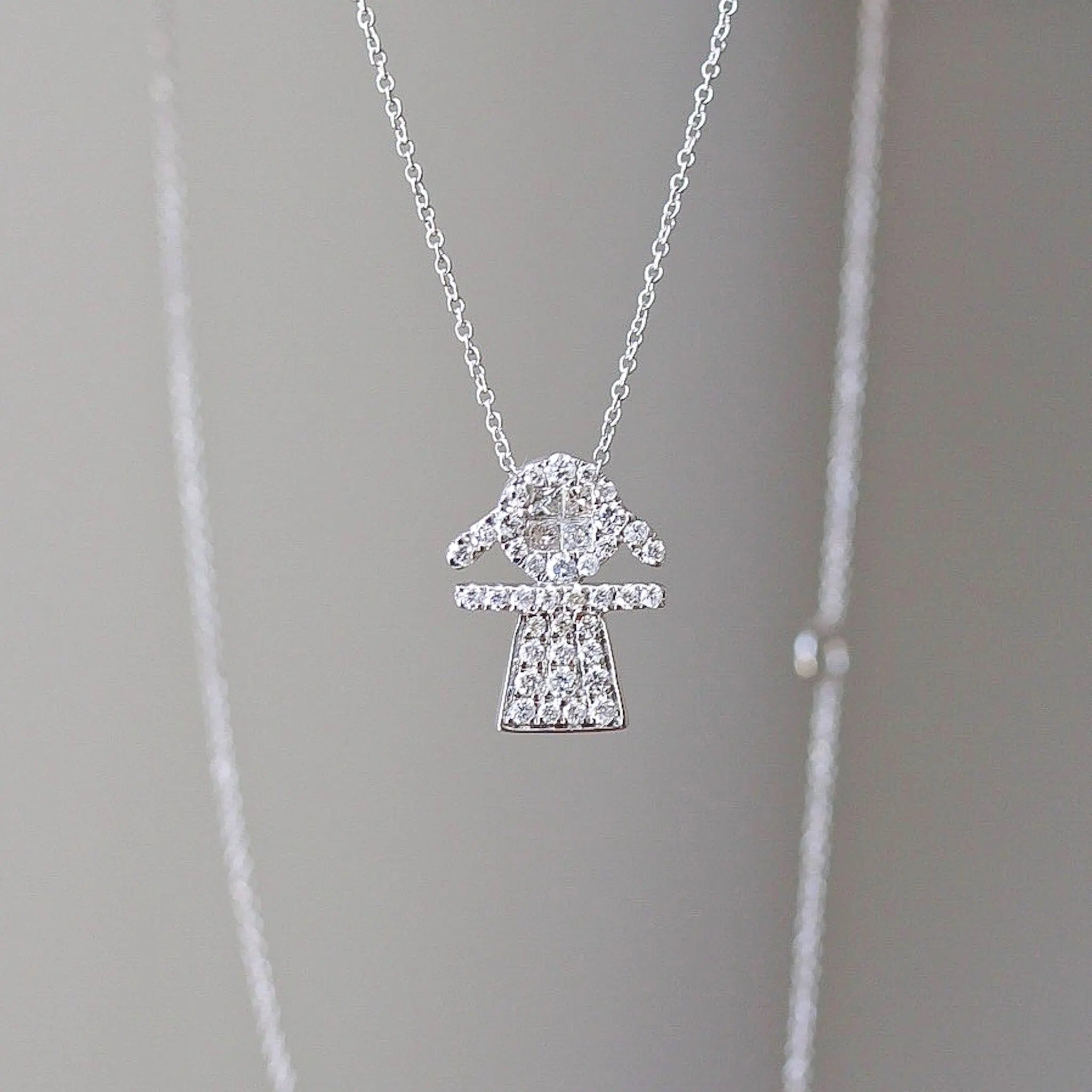 Diamond Pave Girl Pendant Chain-Princess Jewelry Shop