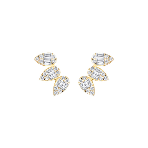 Diamond Petal Ear Crawlers in 14K Yellow Gold