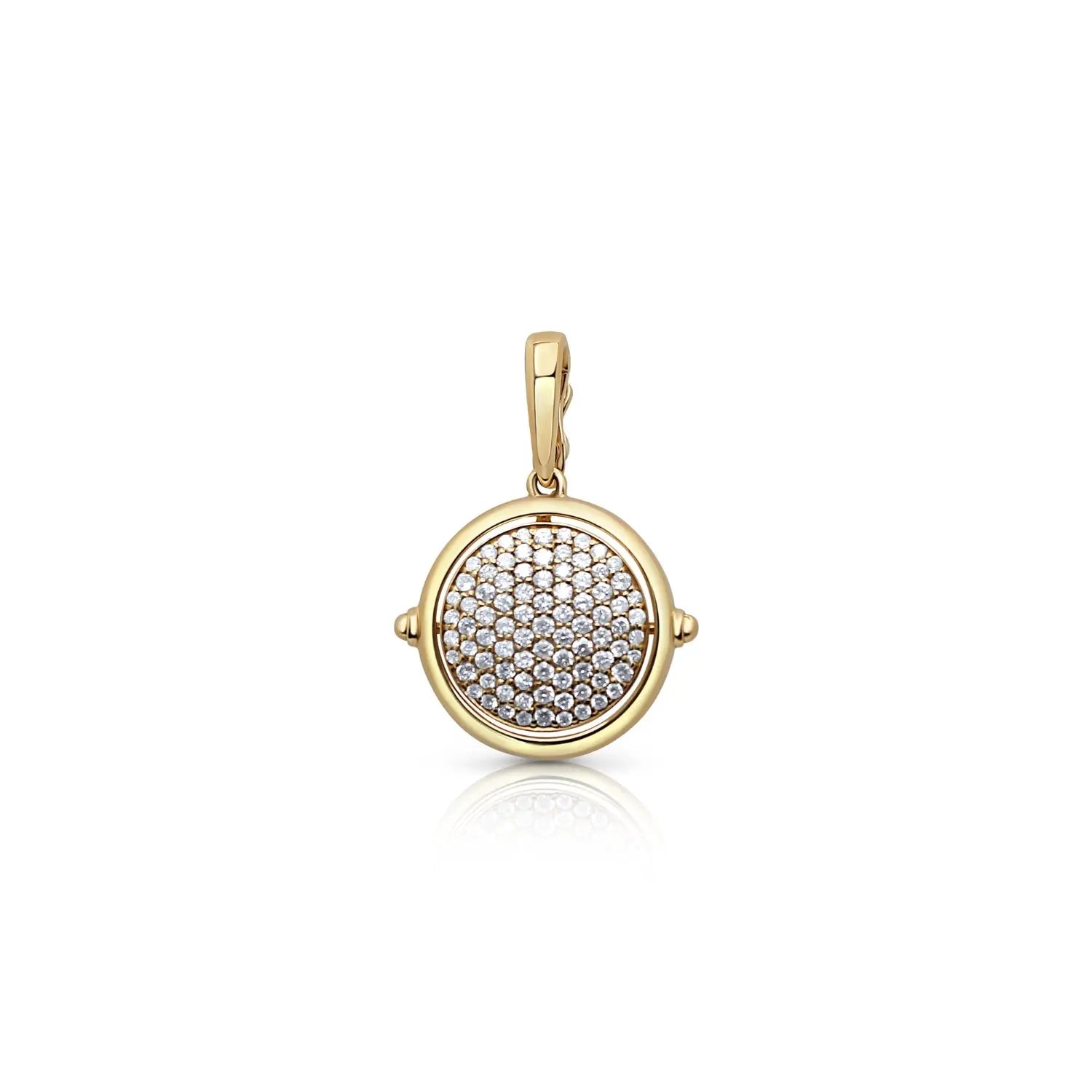 Disco Ball Pavé Diamond Pendant in 18K Yellow Gold | JJ Jewelry Miami
