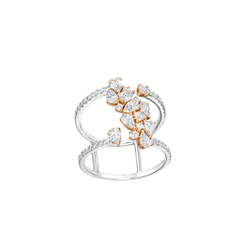 Double Band Cluster Diamond Ring-Princess Jewelry Shop