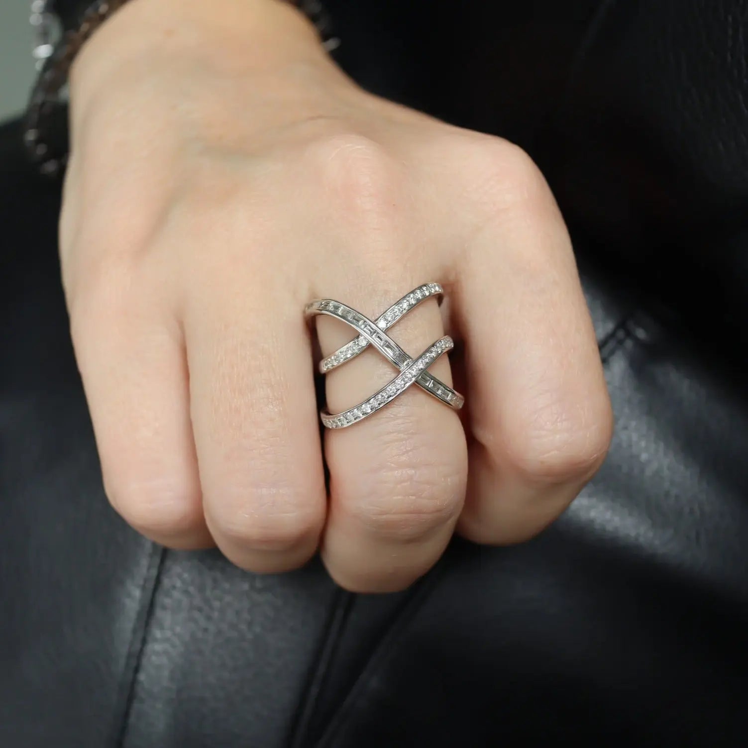 Double Cross Diamond Ring-Princess Jewelry Shop