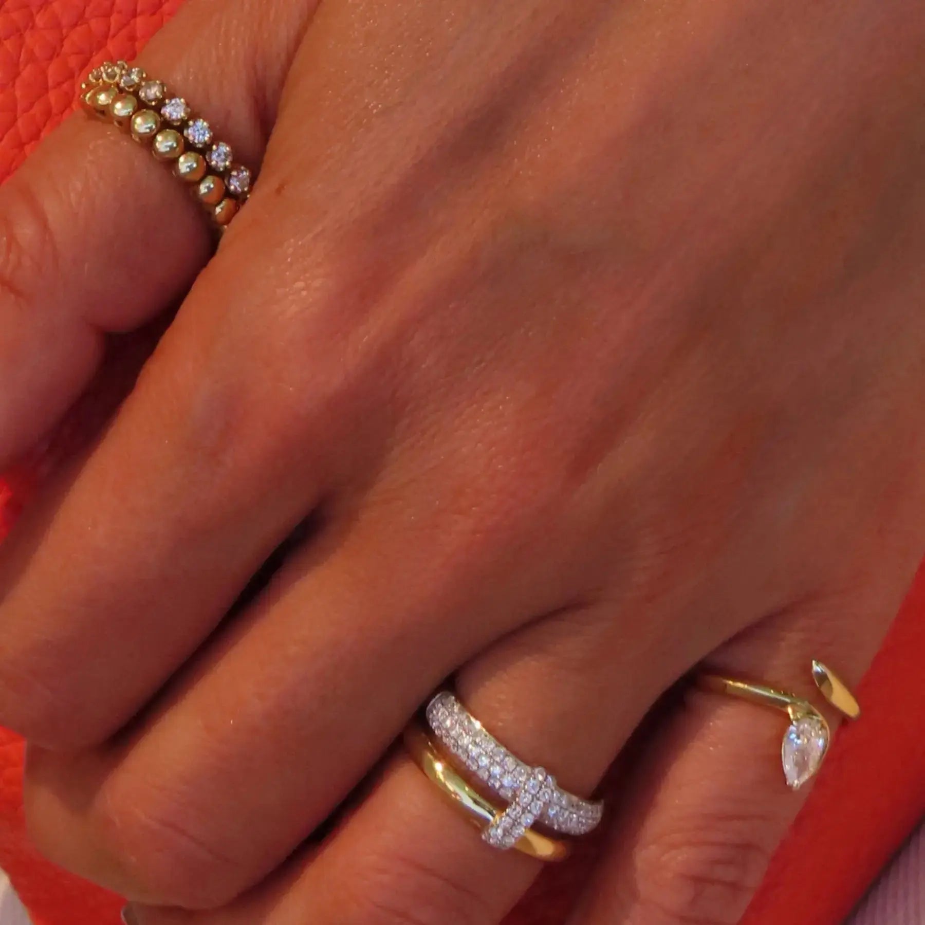   Diamond Flexible Gold Ball Ring Princess Jewelry Shop