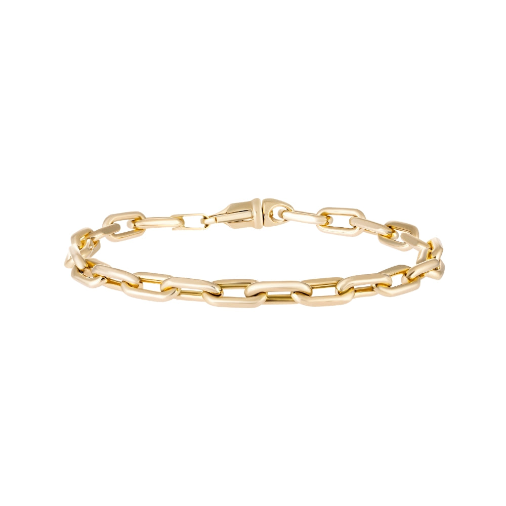 Elongated Link Chain Bracelet in 14K Yellow Gold | JJ Jewelry Miami