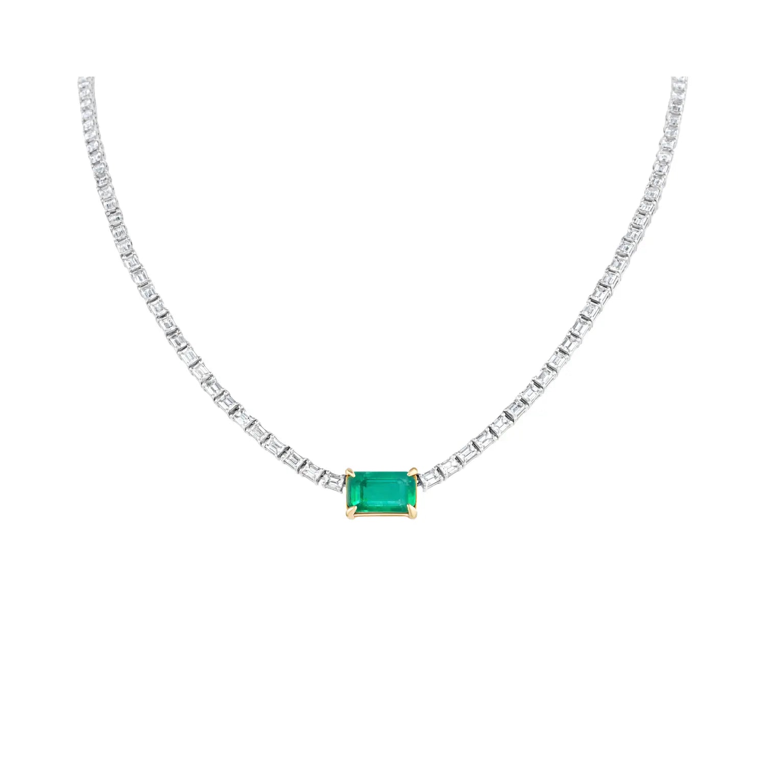 Emerald Center Tennis Necklace-Princess Jewelry Shop