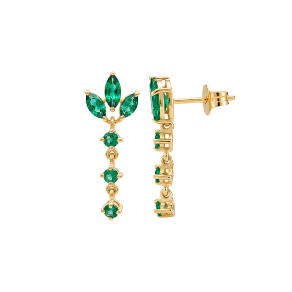 Emerald Cluster Drop Earrings