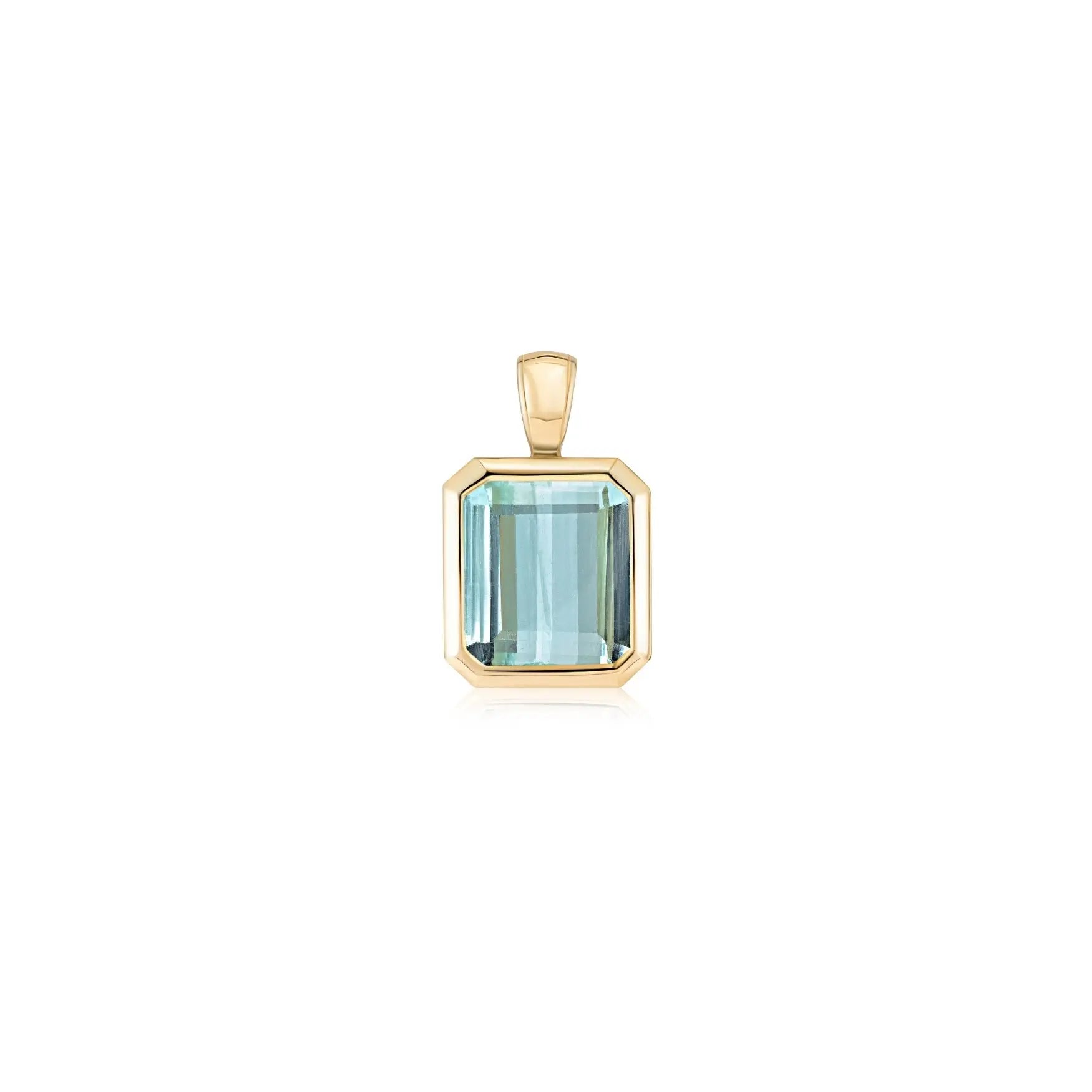 Emerald-Cut Aquamarine Gold Pendant-Princess Jewelry Shop