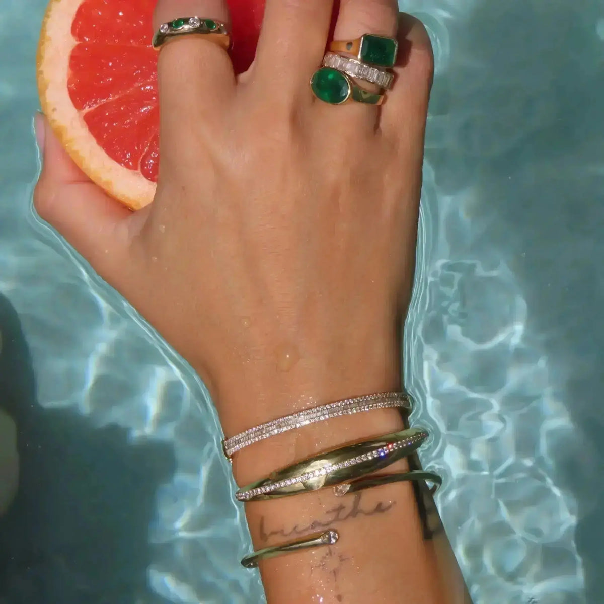 Emerald-Cut Diamond Eternity Band, lifestyle view 3 | JJ Jewelry