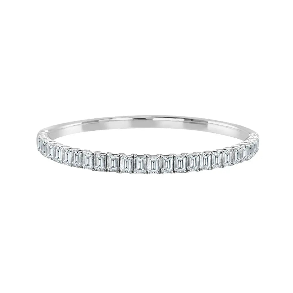Emerald Cut Diamond Half Bangle in 18K Gold | JJ Jewelry Miami