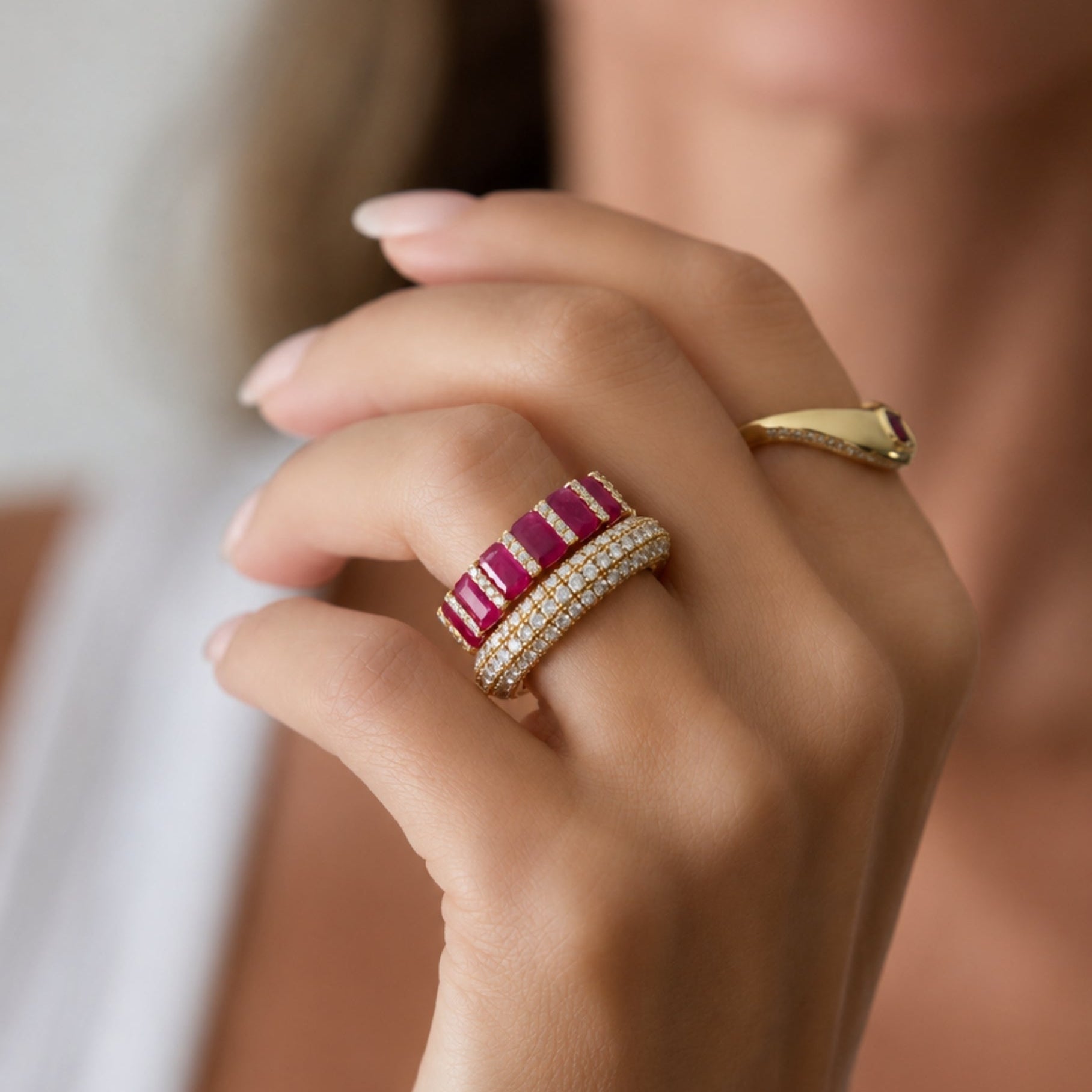 Full Pavé Diamond Flexible Band Ring in 14K Yellow Gold