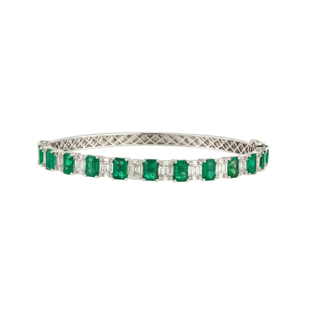 Emerald and Diamond Half Bangle-Princess Jewelry Shop