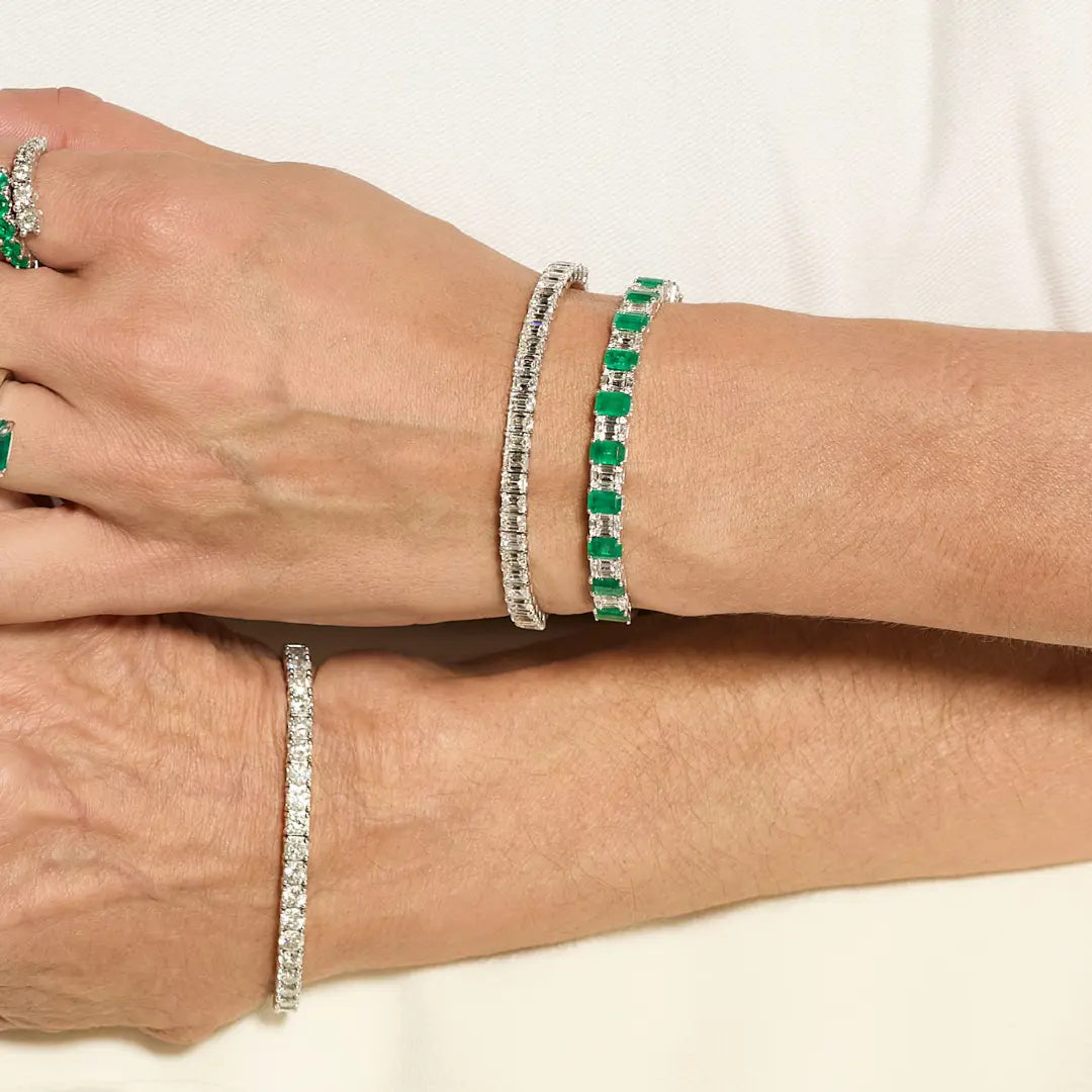 Emerald and Diamond Half Bangle-Princess Jewelry Shop