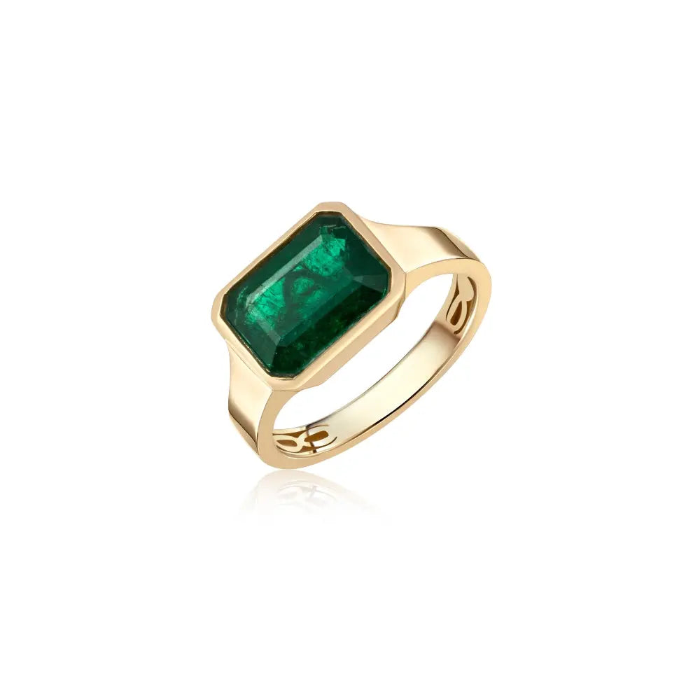 Emerald Essence Gold Cocktail Ring-Princess Jewelry Shop