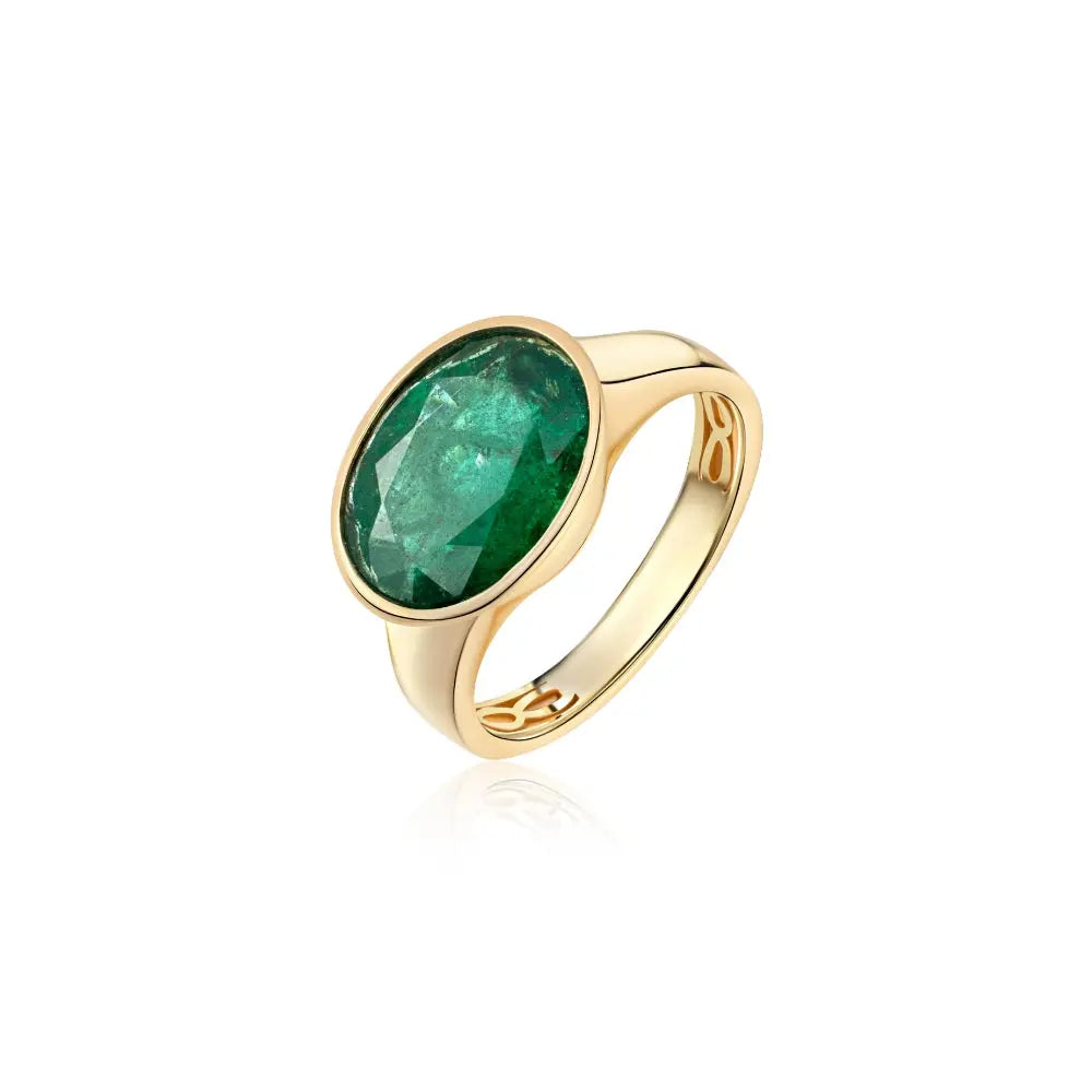 Emerald Radiance Gold Cocktail Ring-Princess Jewelry Shop