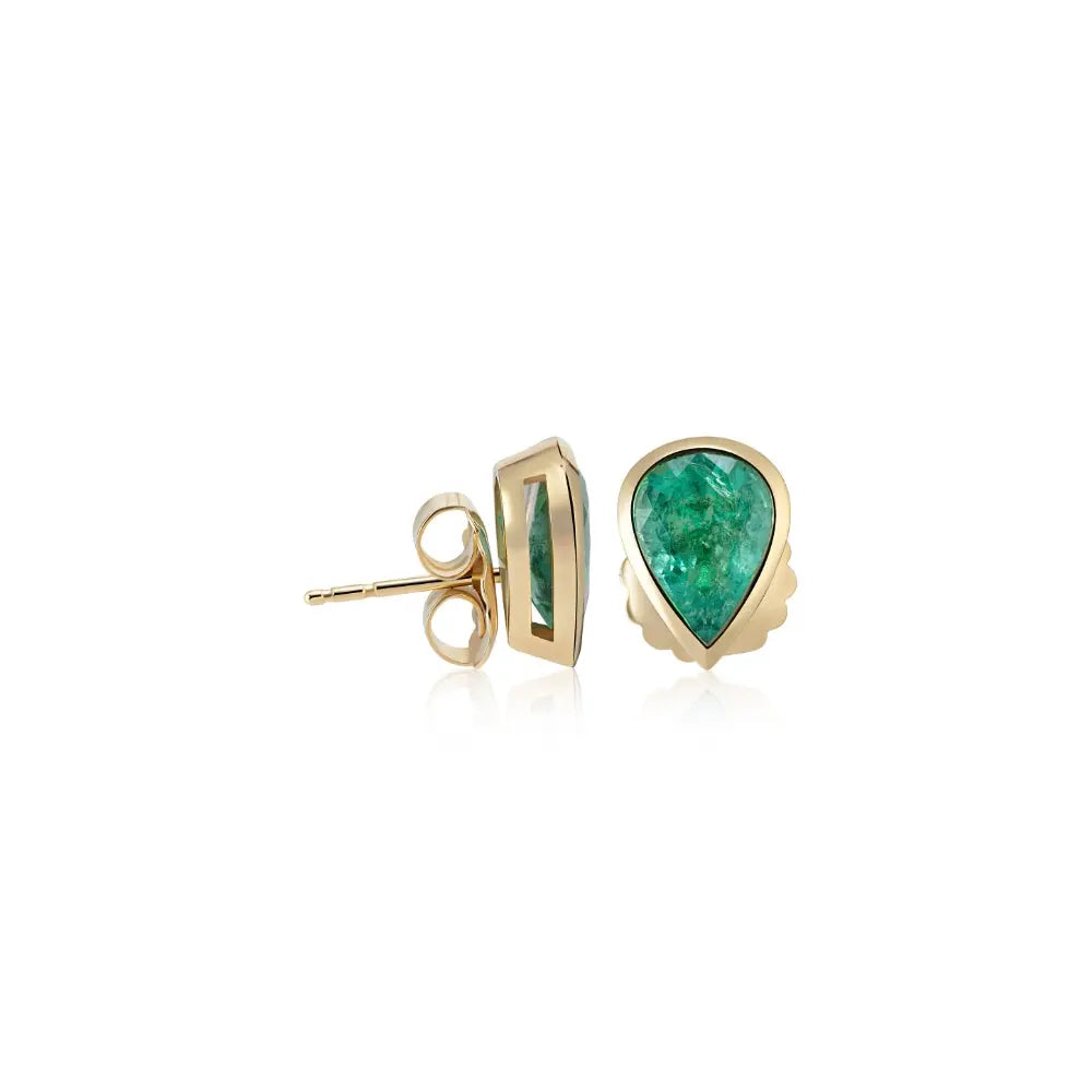 Emerald Teardrop Stud Earrings-Princess Jewelry Shop