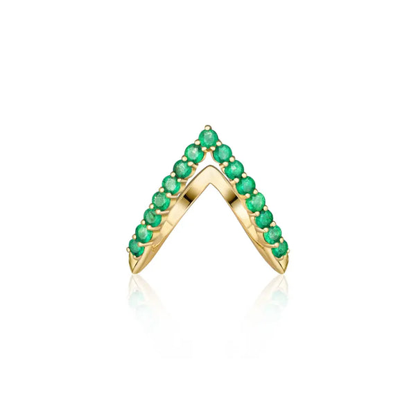 Emerald V Stackable Ring in 18K Gold | JJ Jewelry Miami