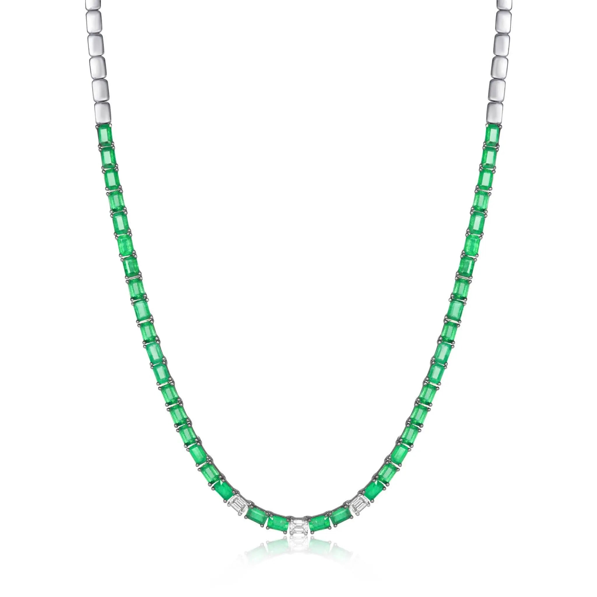 Emerald and Diamonds Half Necklace-Princess Jewelry Shop