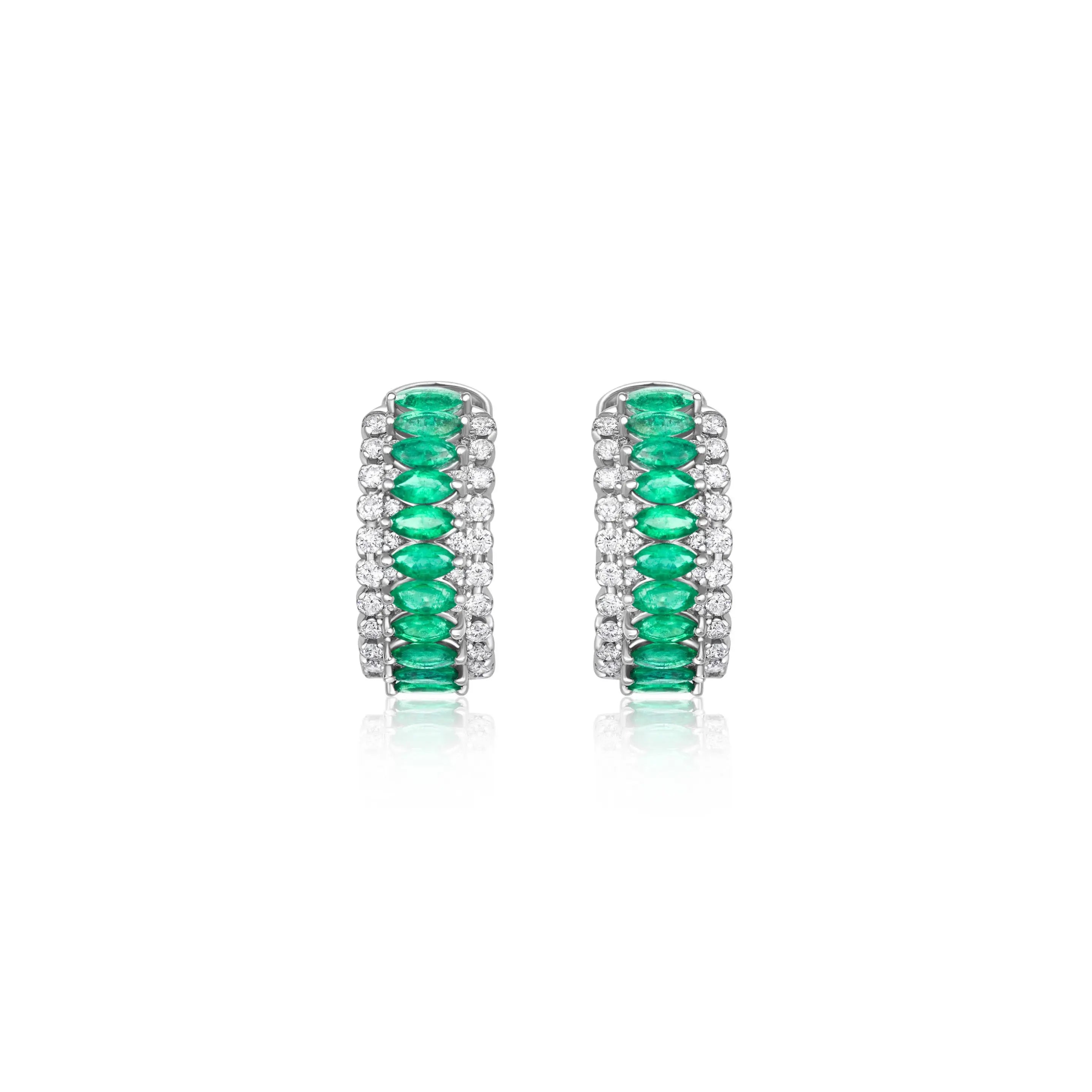 Emerald and Diamonds Hoops-Princess Jewelry Shop