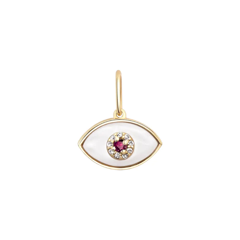   Evil Eye Charm with Diamonds and Center Gemstone Princess Jewelry Shop