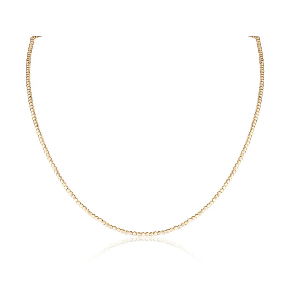 Faceted Bead Chain Necklace in 14K Yellow Gold | JJ Jewelry Miami