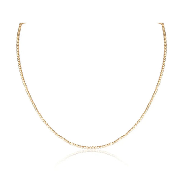 Faceted Bead Chain Necklace in 14K Yellow Gold | JJ Jewelry Miami