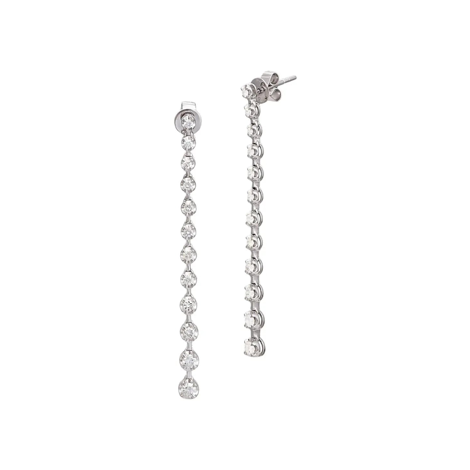 Fireworks Spark Diamond Drop Earrings in 18K White Gold | JJ Jewelry Miami