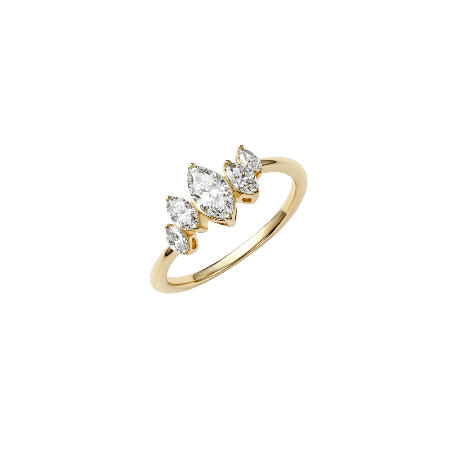 Five-Stone Marquise Diamond Stackable Ring 14K Gold | JJ Jewelry Miami