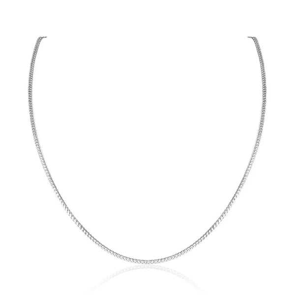 Flat Franco chain necklace in 14K white gold by JJ Jewelry