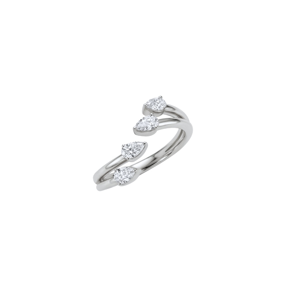 Four Pear Diamond Open Ring in 18K Gold