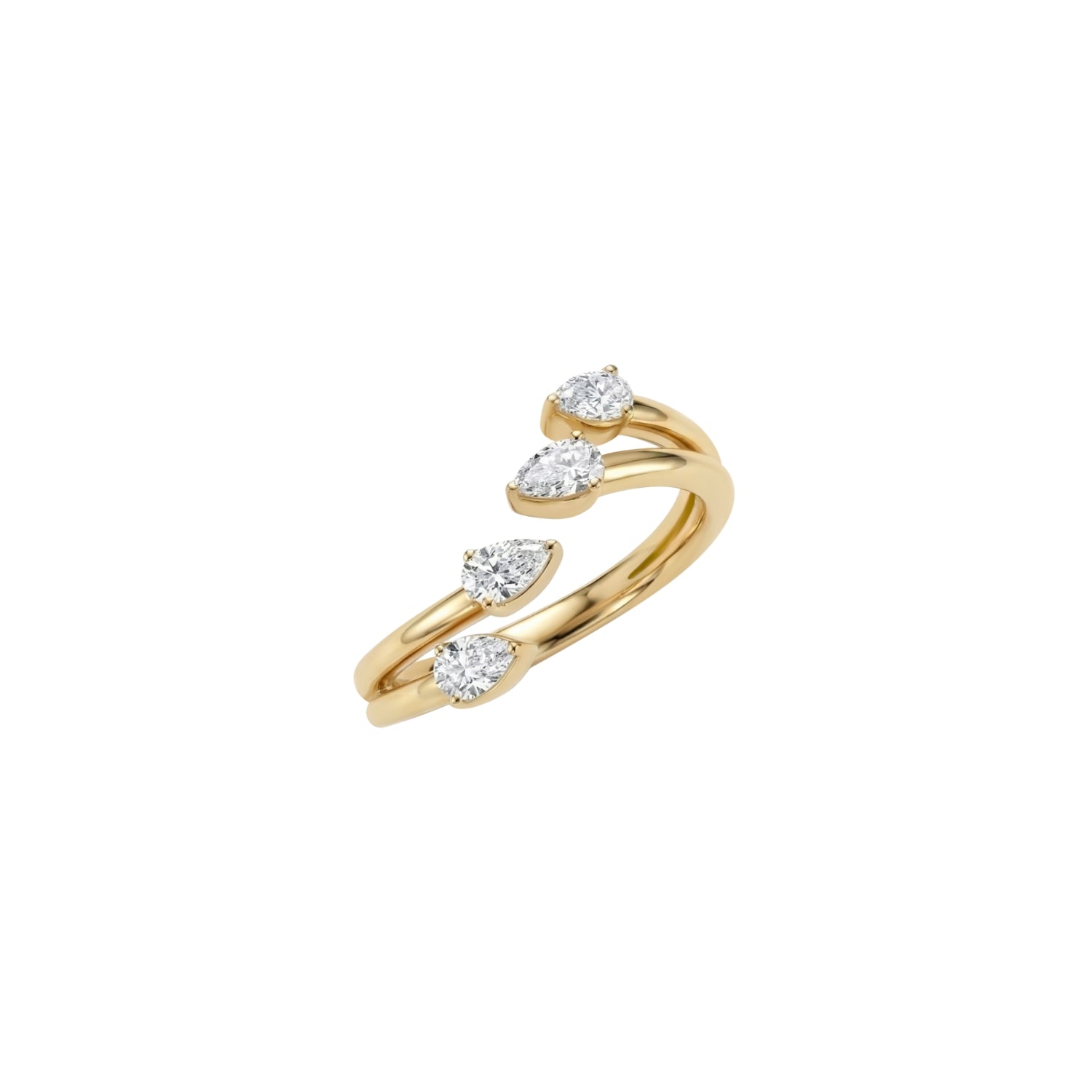 Four Pear Diamond Open Ring in 18K Yellow or White Gold