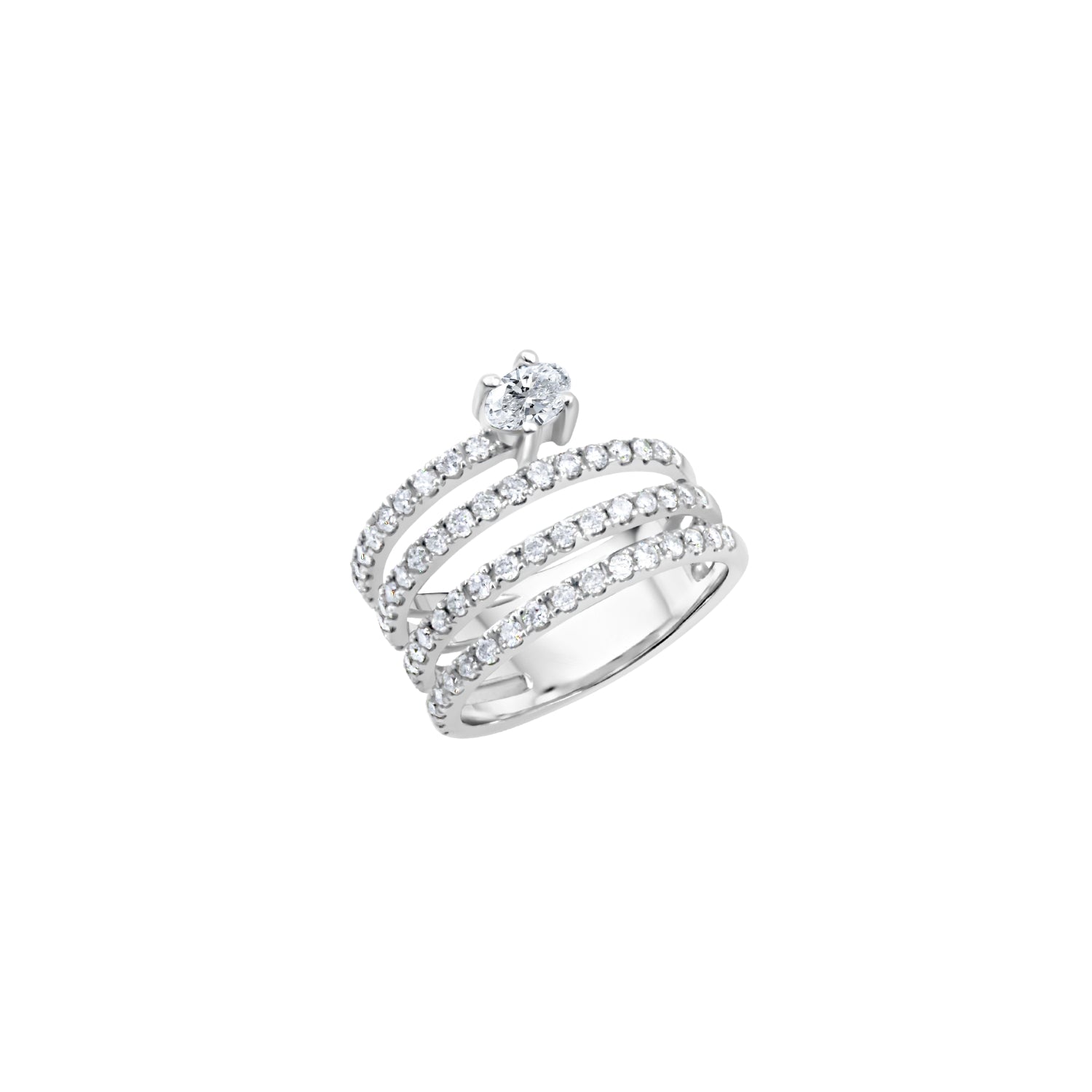 Four-Row Pavé Diamond Ring