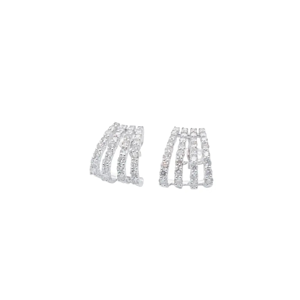 Four Rows Diamond Earrings-Princess Jewelry Shop