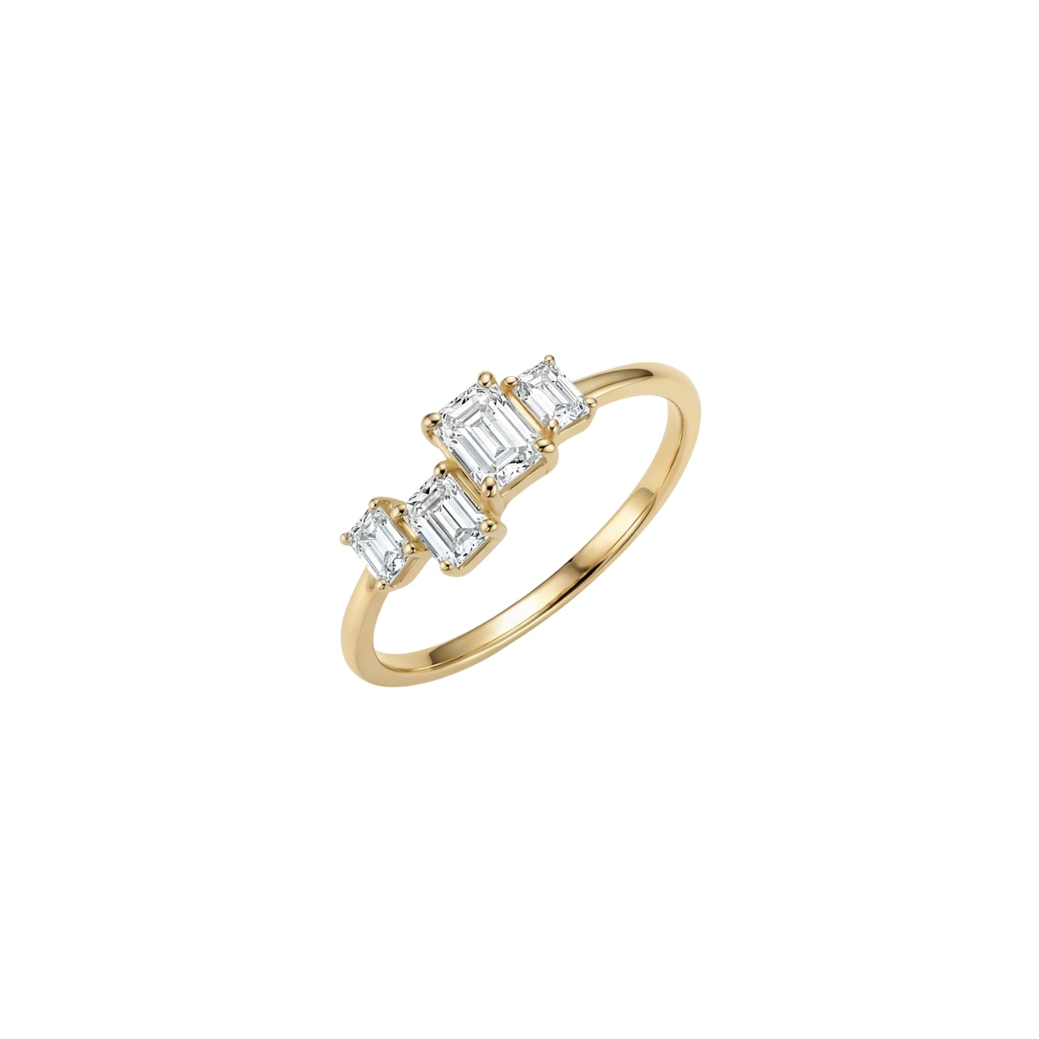 Four-Stone Emerald-Cut Diamond Ring in 14K Gold | JJ Jewelry Miami