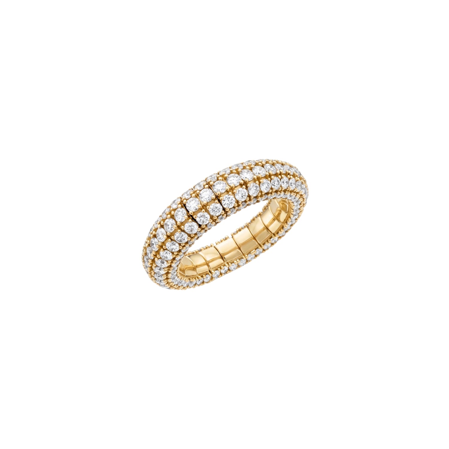 Full Pavé Diamond Flexible Band Ring in 14K Yellow Gold