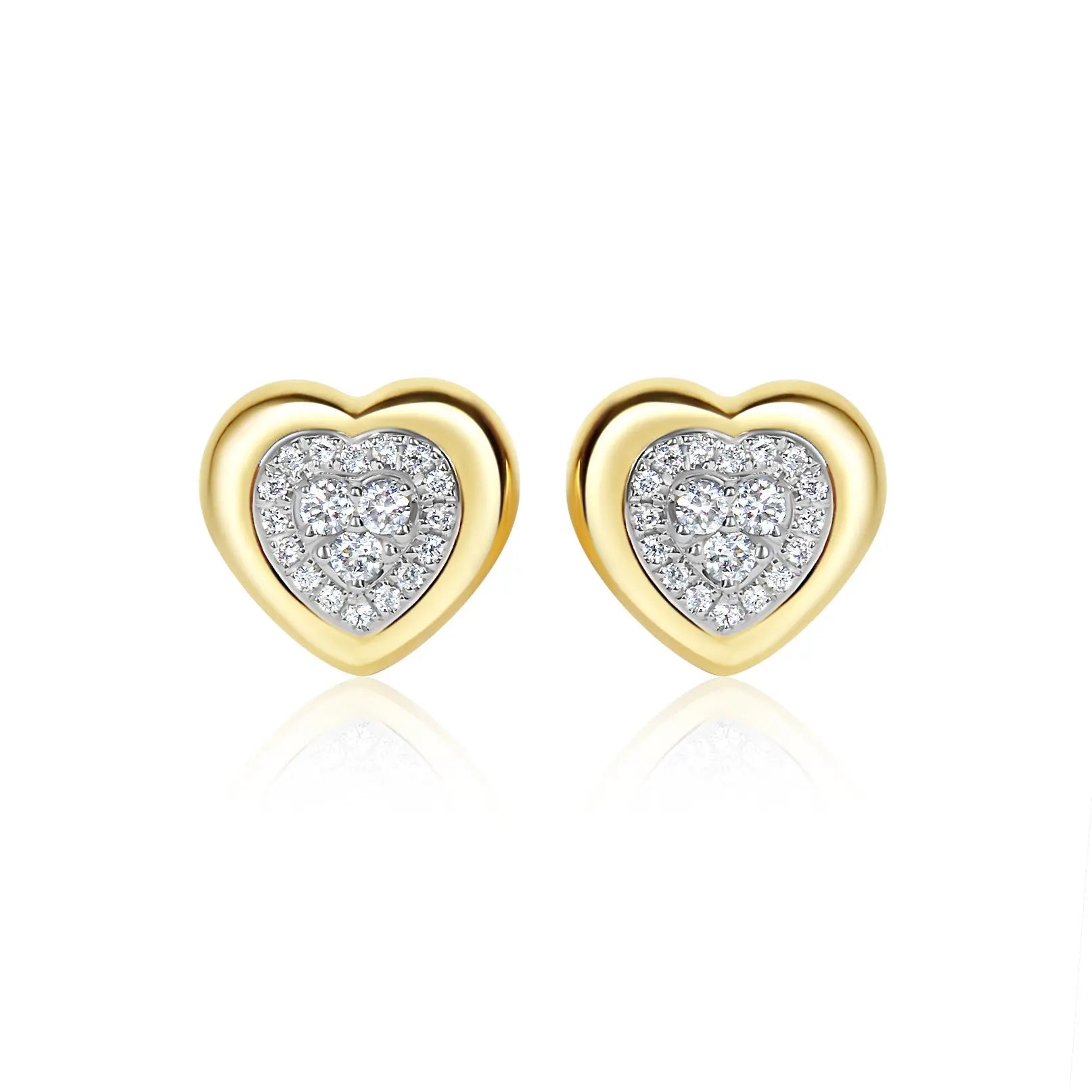   GOLD FRAME DIA STUD EAR Princess Jewelry Shop