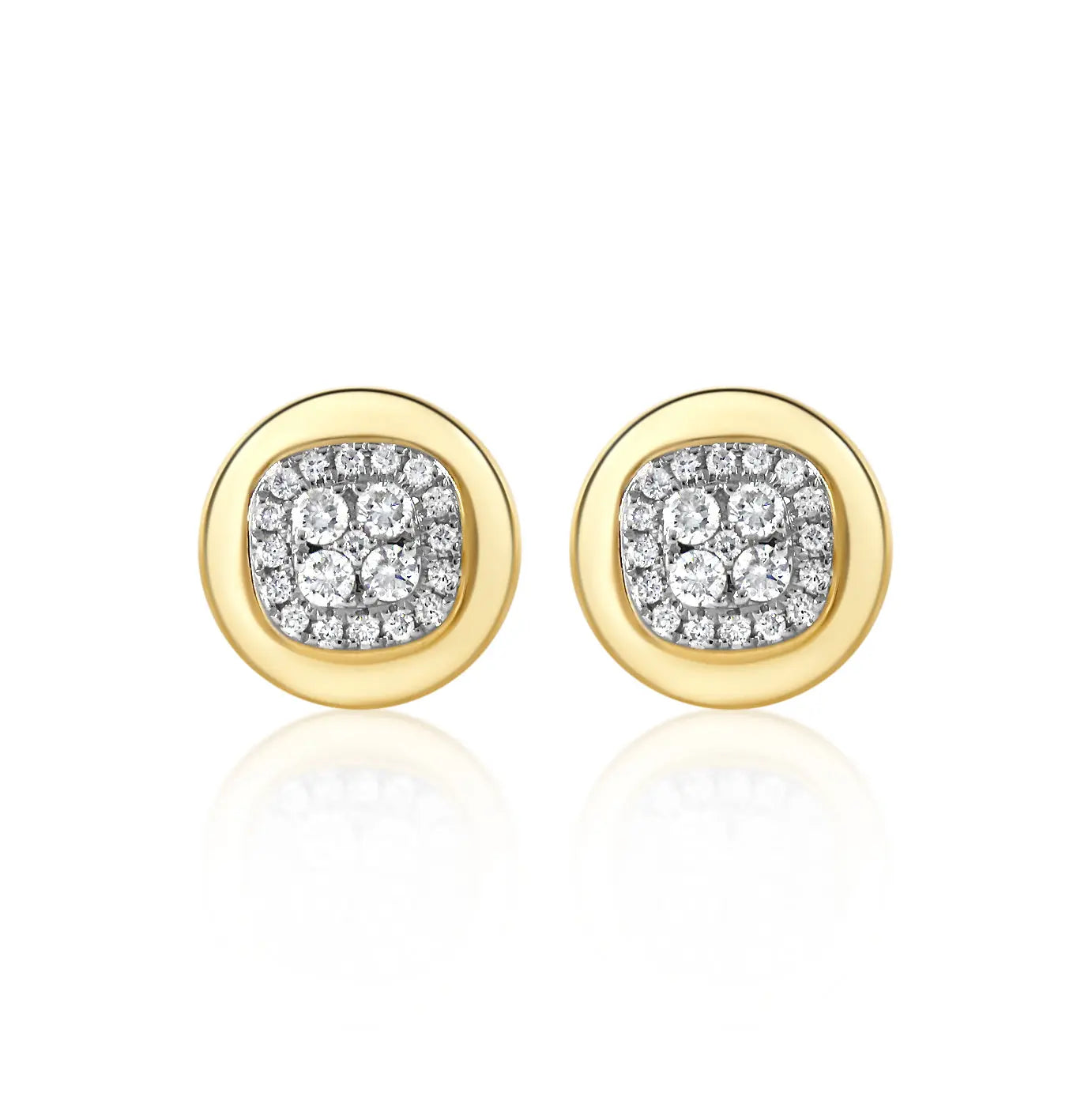   GOLD FRAME DIA STUD EAR Princess Jewelry Shop