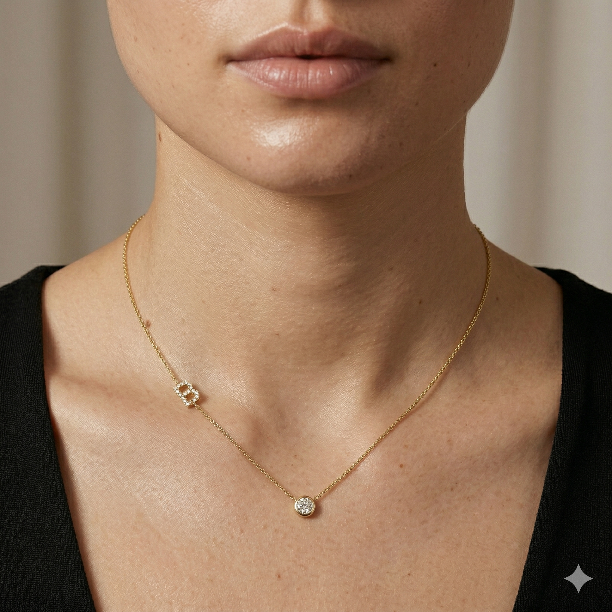 Pavé Diamond Initial Pendant Necklace in 18K Gold