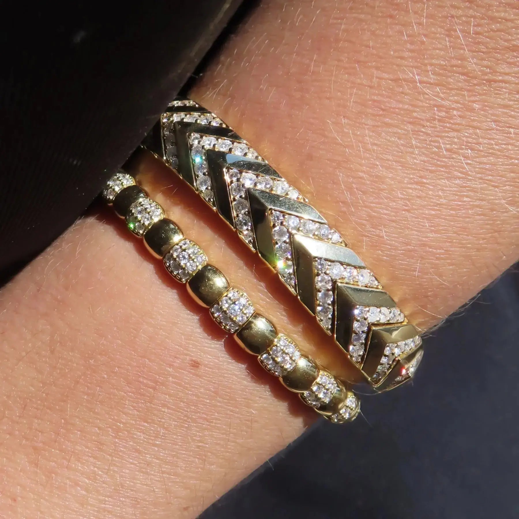   Chevron Diamond Bangle Bracelet Princess Jewelry Shop