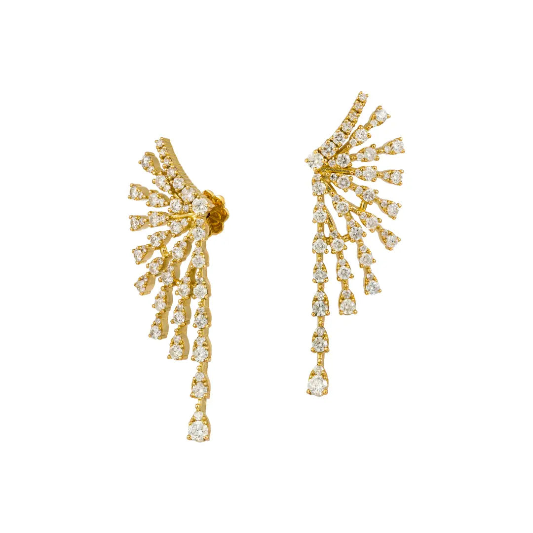 Gold Splash Diamond Earrings-Princess Jewelry Shop