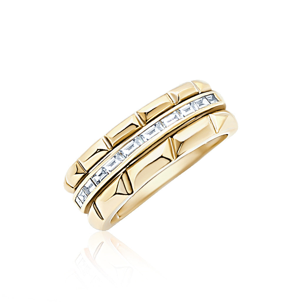 Golden Baguette Diamond Band Ring