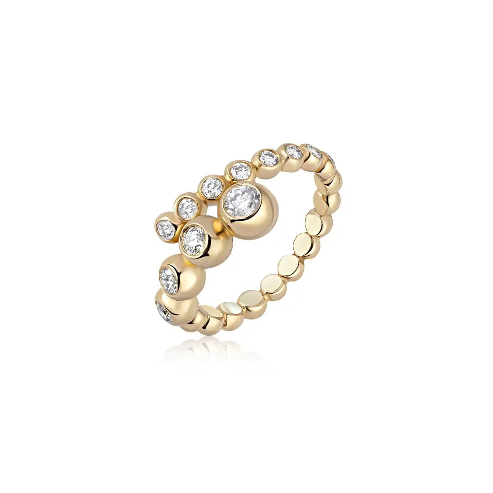 Golden Night Glam Diamond Bubble Ring-Princess Jewelry Shop